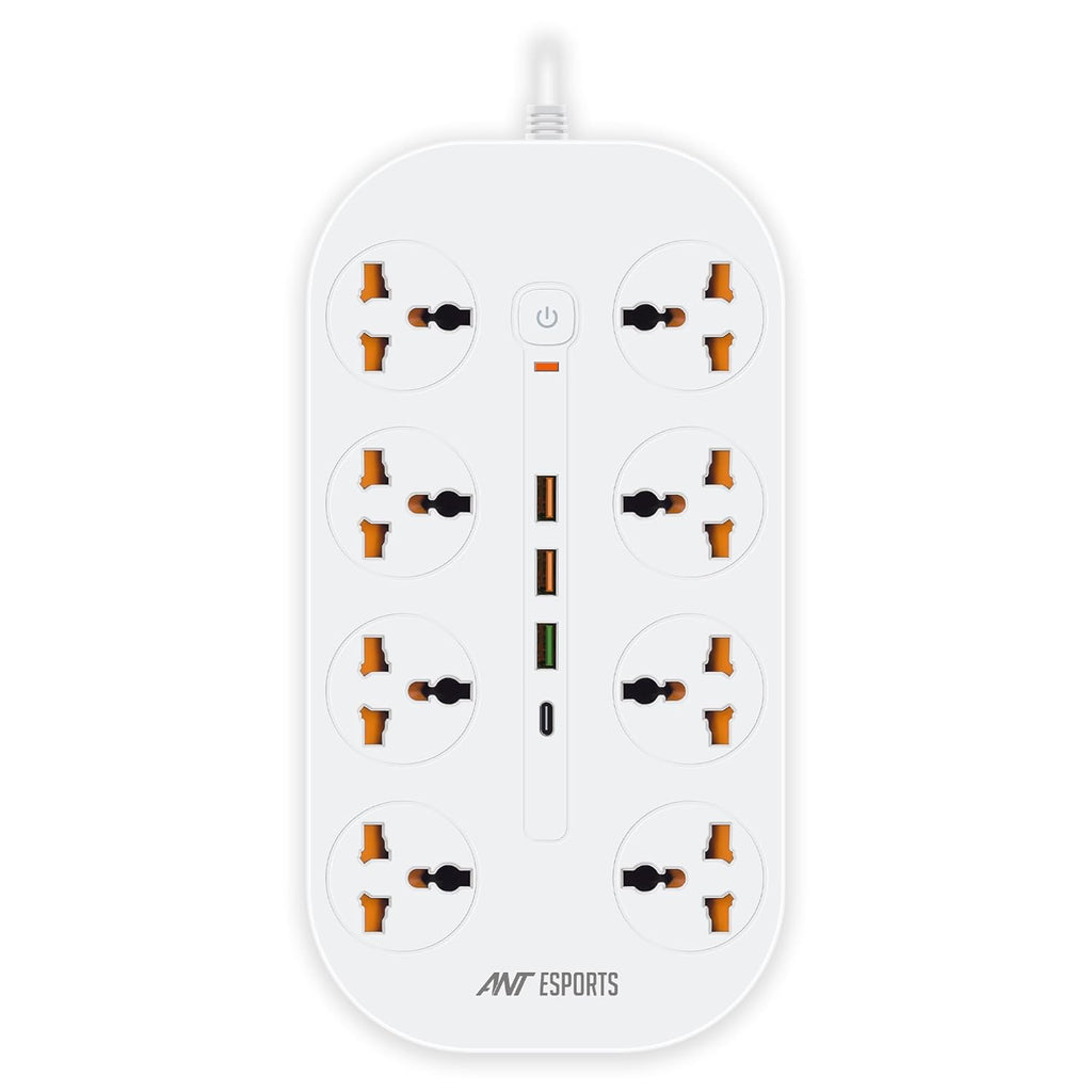 ANT ESPORTS MULTI SOCKET POWER STRIP WHITE - PS831 - Pakshal Impex