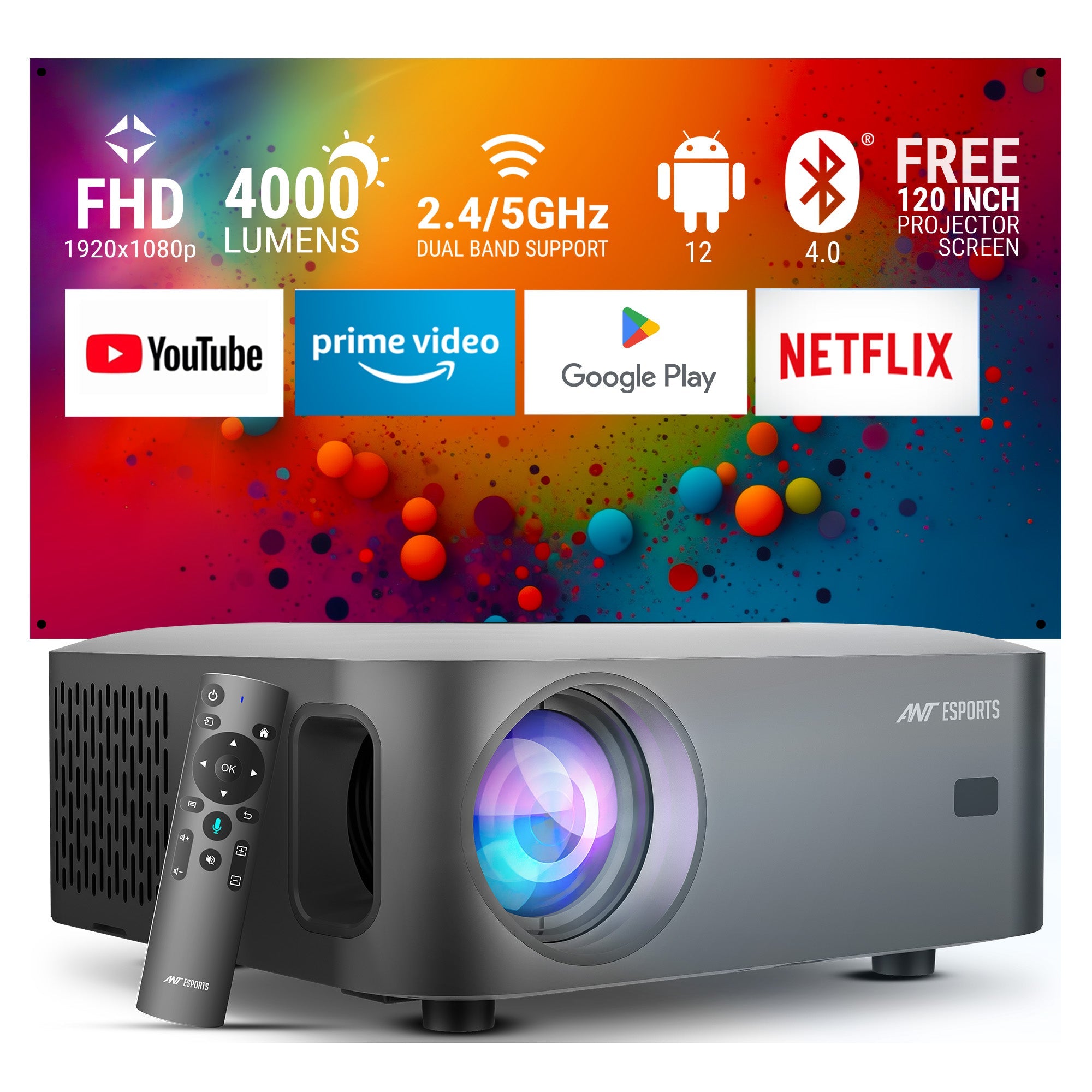ANT ESPORTS - MULTIMEDIA PROJECTOR BLACK - VIEW611 AF - Pakshal Impex