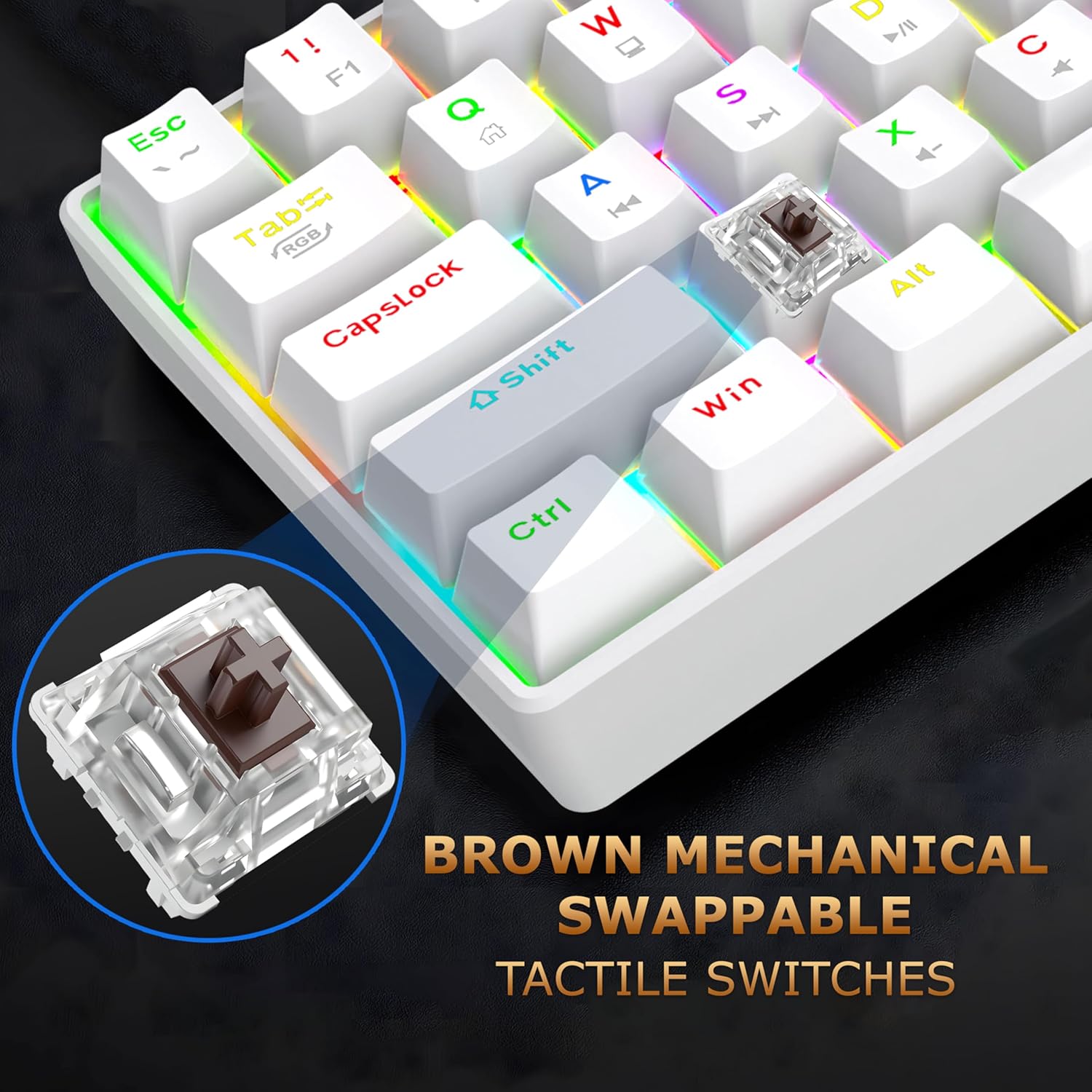 ANT ESPORTS RGB MINI MECHANICAL GAMING KEYBOARD WHITE-BROWN SWITCH - MK1300V2 - Pakshal Impex