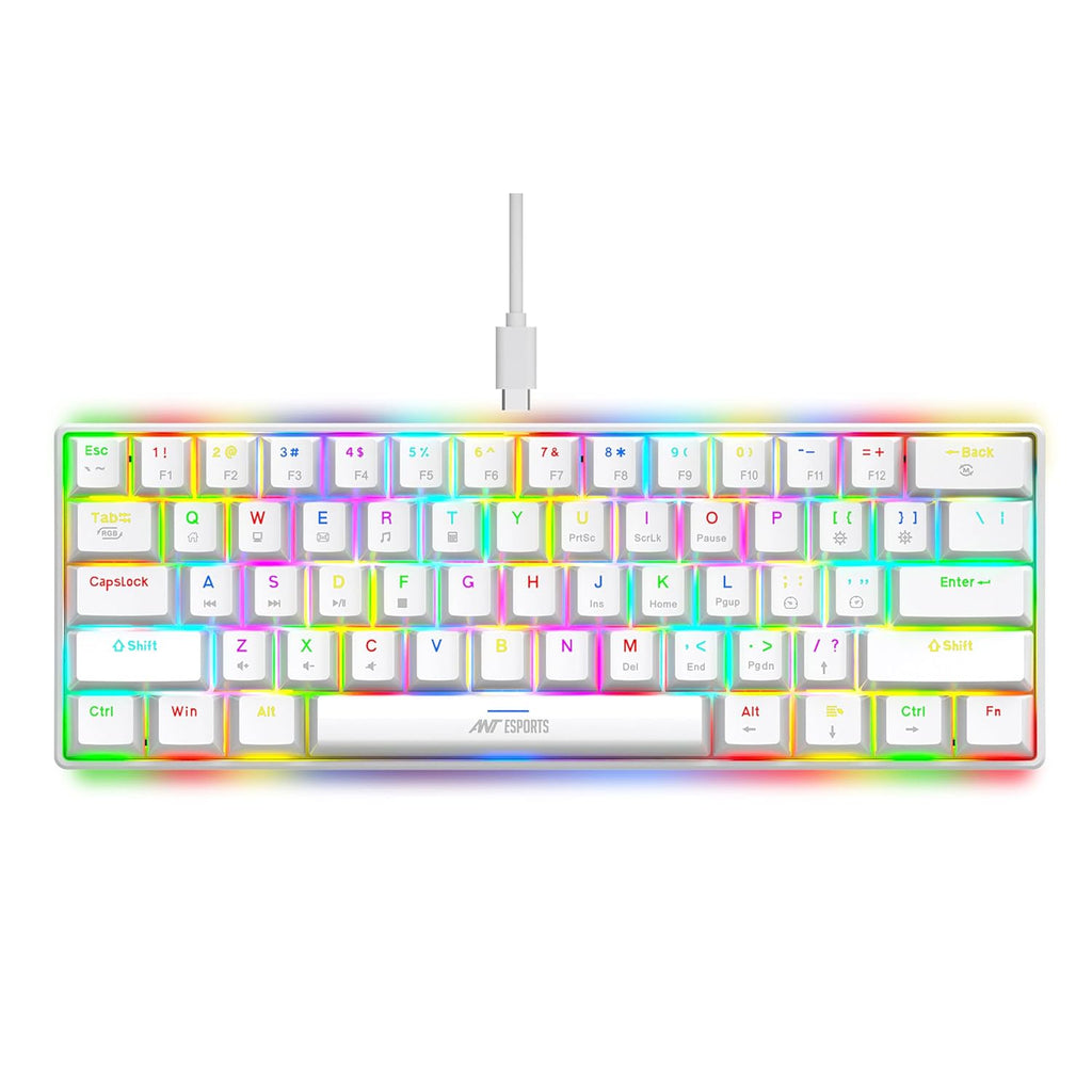 ANT ESPORTS RGB MINI MECHANICAL GAMING KEYBOARD WHITE-BROWN SWITCH - MK1300V2 - Pakshal Impex