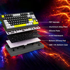 ANT ESPORTS - TRI - MODE WIRELESS RGB MAGNETIC MECHANICAL TKL KEYBOARD - WHITE, BLACK , YELLOW - APEX 200 - Pakshal Impex