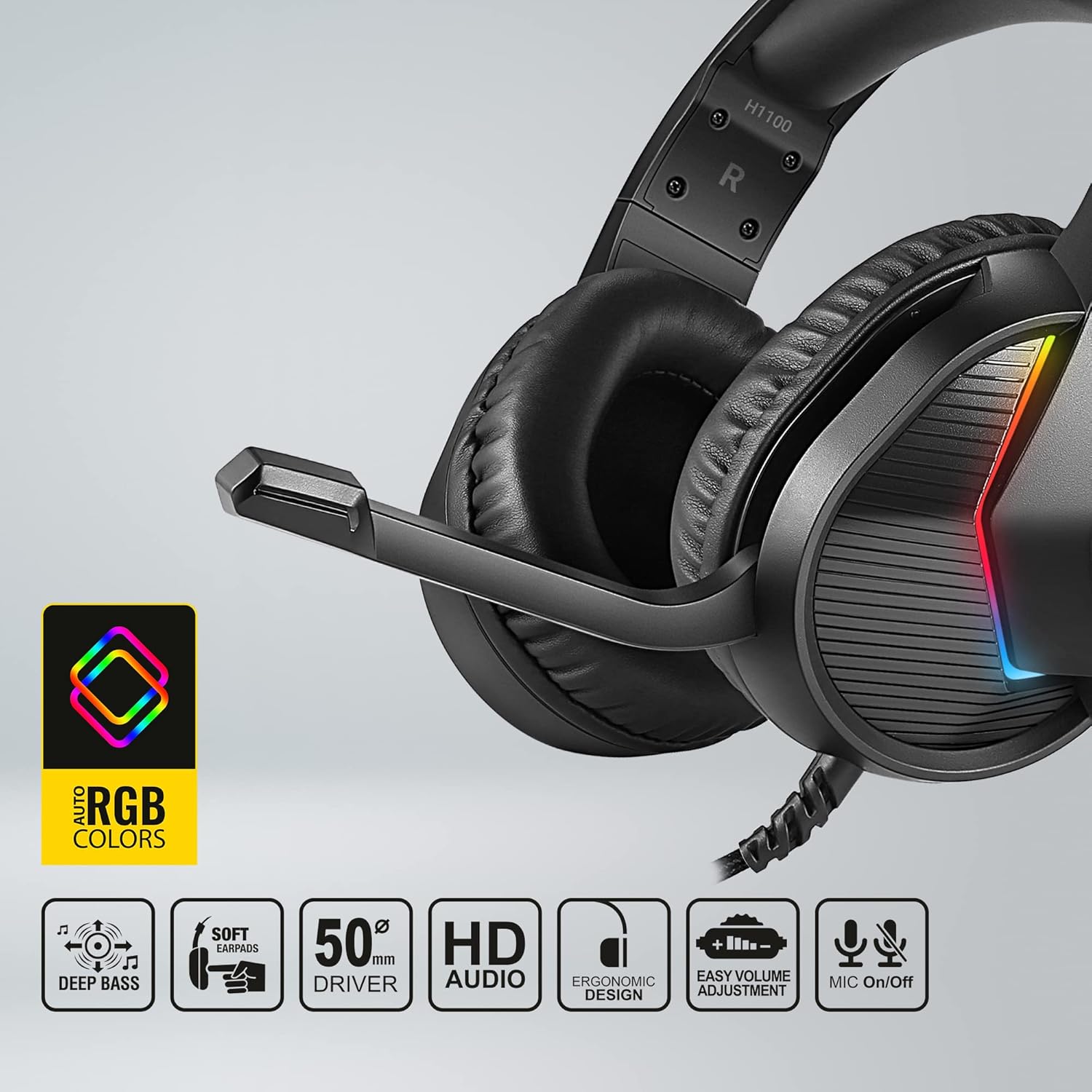 ANT ESPORTS WIRED AUTO RGB GAMING HEADSET BLK-H1100 - Pakshal Impex