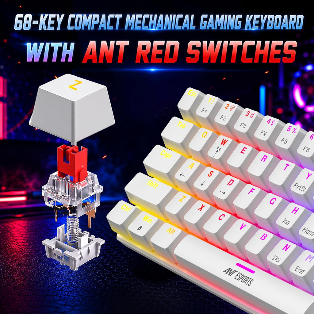ANT ESPORTS WIRED MECHANICAL KEYBOAD WHITE-MK1200 - Pakshal Impex