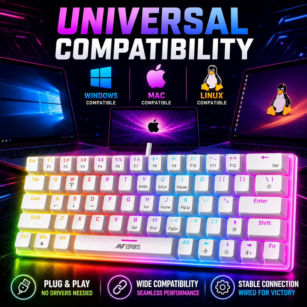 ANT ESPORTS WIRED MECHANICAL KEYBOAD WHITE-MK1200 - Pakshal Impex