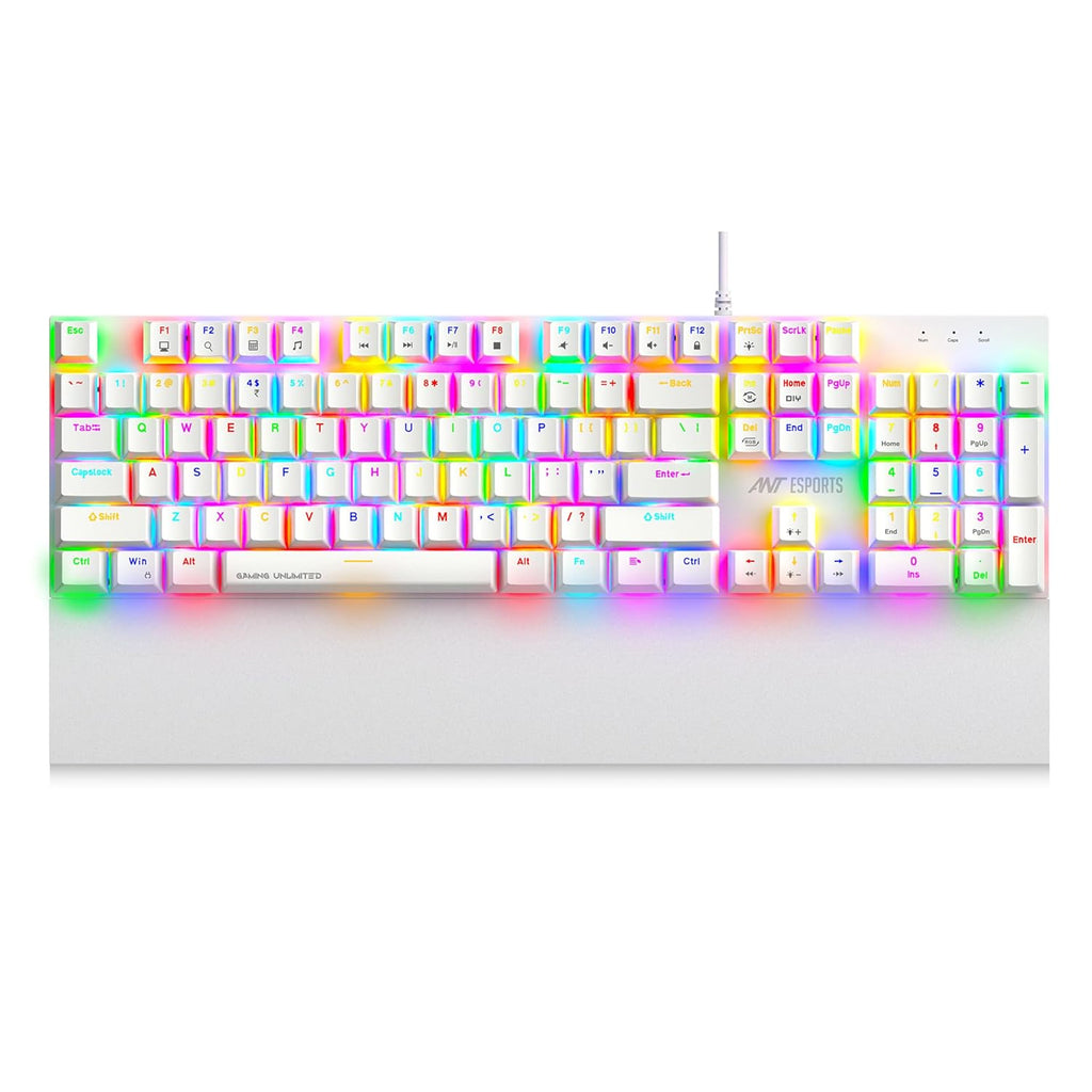 ANT ESPORTS - WIRED MECHANICAL RGB MECHANICAL KEYBOAD RED SWITCH WHITE – MK4100 - Pakshal Impex