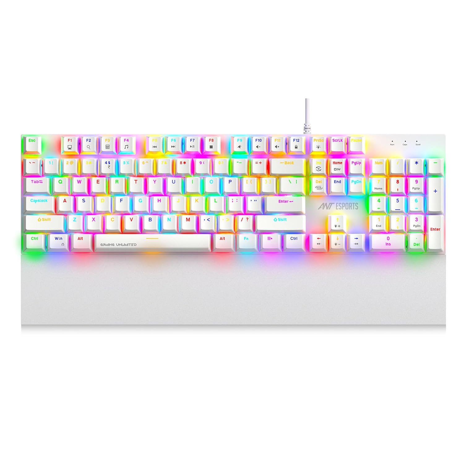 ANT ESPORTS - WIRED MECHANICAL RGB MECHANICAL KEYBOAD RED SWITCH WHITE – MK4100 - Pakshal Impex