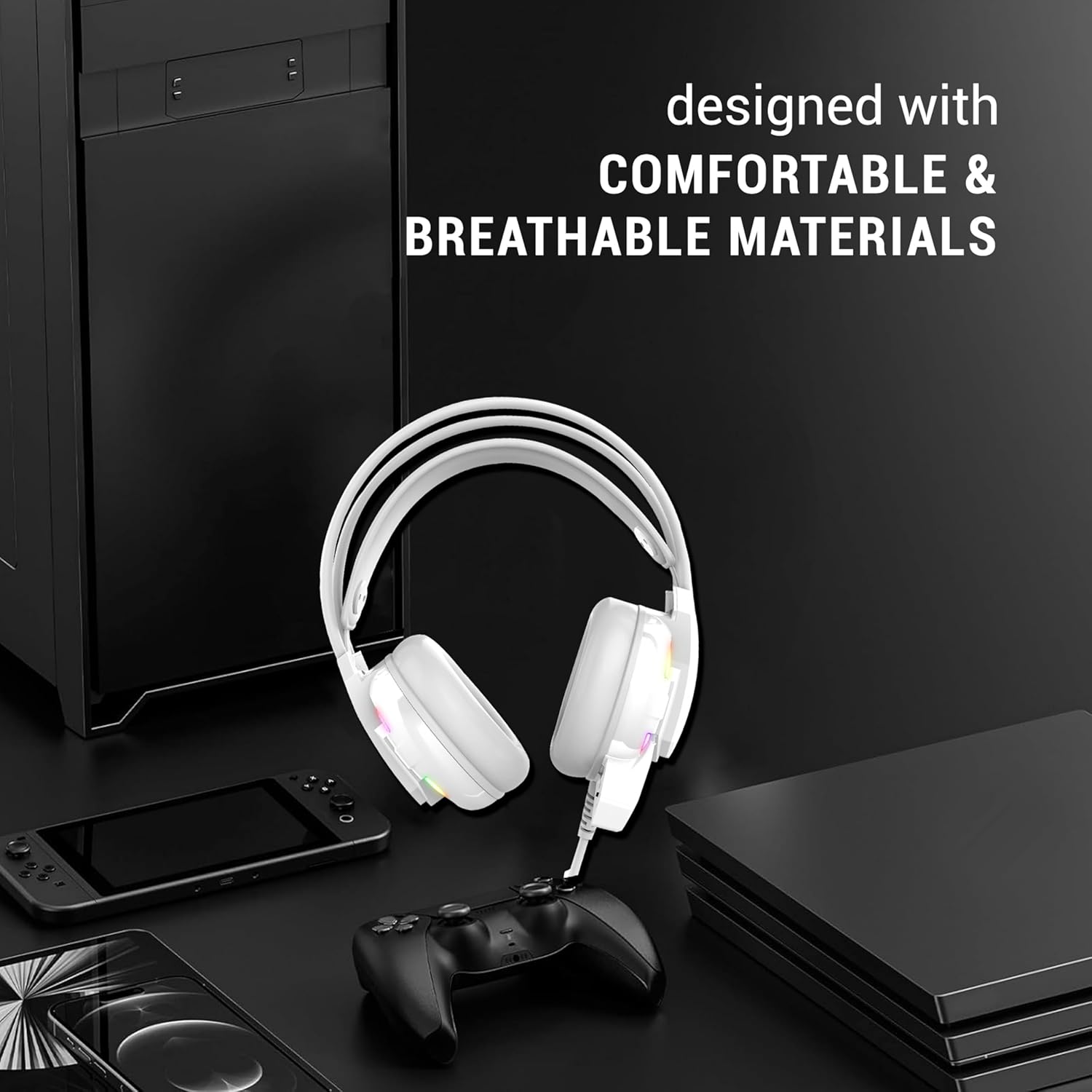 ANT ESPORTS WIRED RGB GAMING HEADSET WHITE-H525 PRO - Pakshal Impex