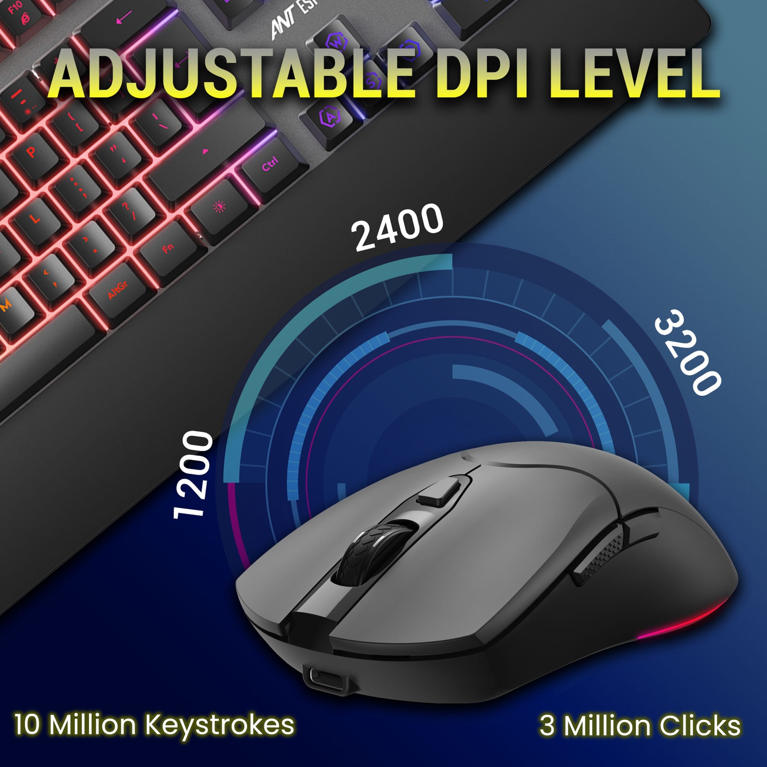 ANT ESPORTS - WIRELESS RGB GAMING COMBO BLACK - KM550PRO - Pakshal Impex