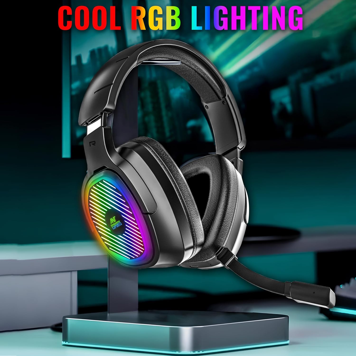 ANT ESPORTS WIRELESS RGB GAMING HEADSET BLACK - STEALTH 10 - Pakshal Impex