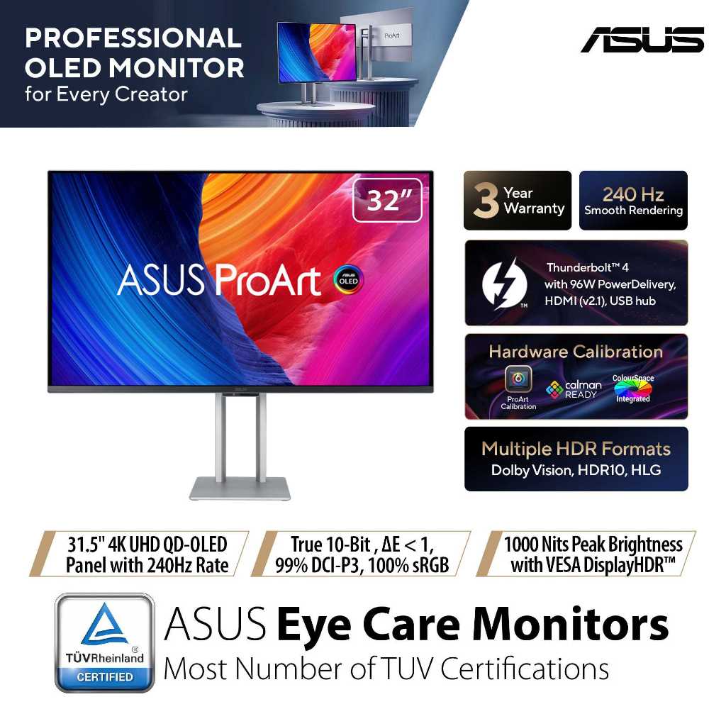 ASUS ProArt Display OLED PA32UCDM Professional Monitor