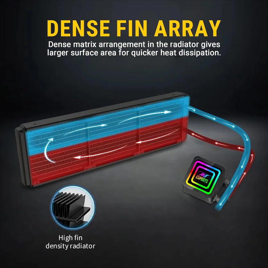 Ant Esports ICE Infinite 360 ARGB 360mm ARGB with Infinity Mirror Liquid AIO Liquid Cooling Cabinet Cooler (Black)