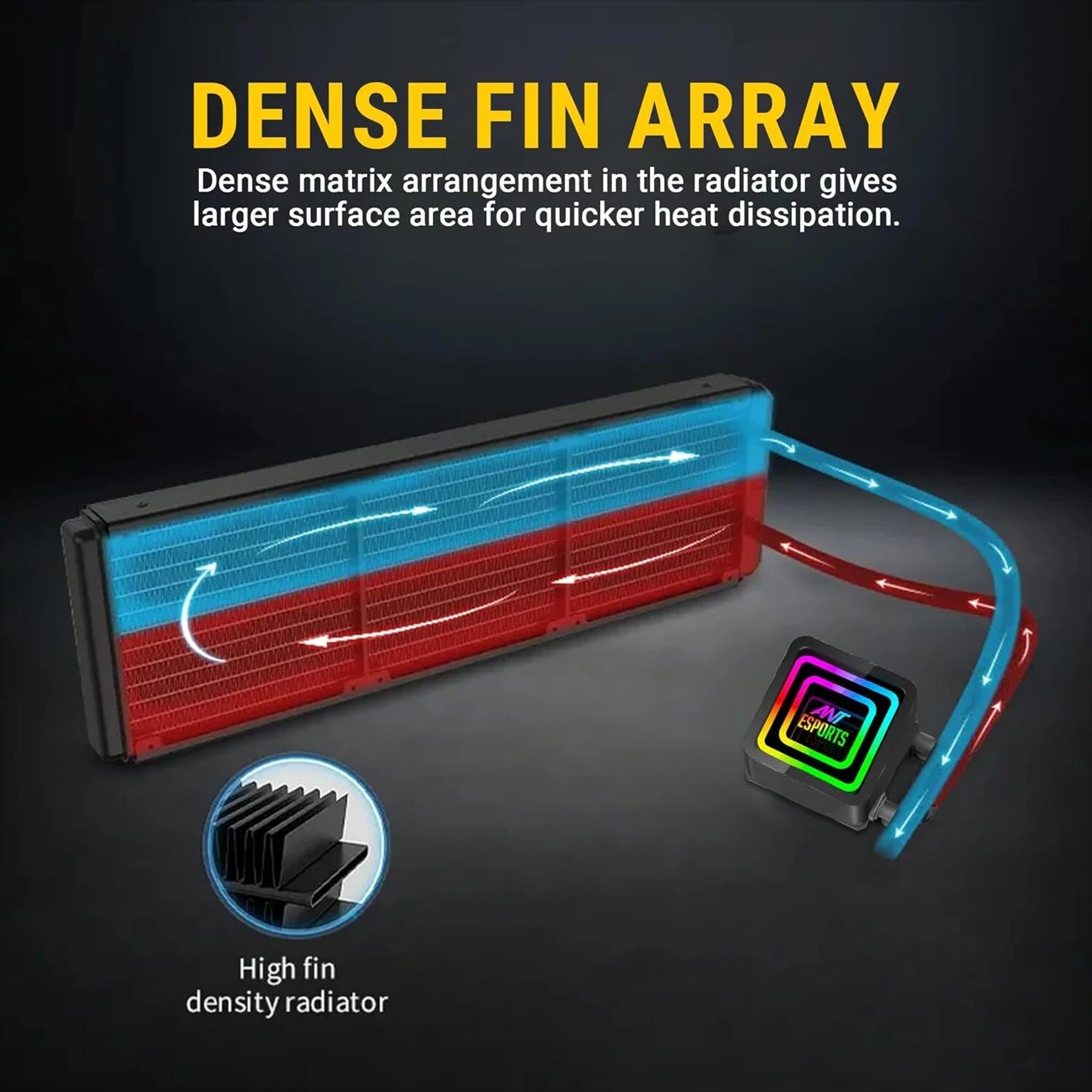 Ant Esports ICE Infinite 360 ARGB 360mm ARGB with Infinity Mirror Liquid AIO Liquid Cooling Cabinet Cooler (Black)