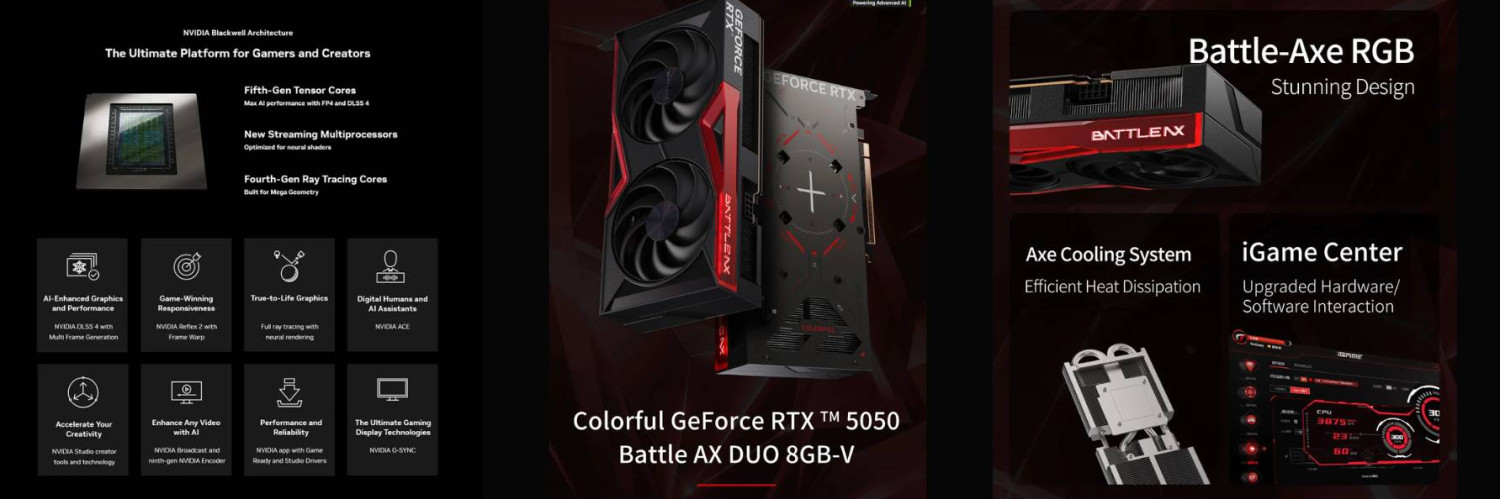RTX 5050 8GB D7 COLORFUL BATTLE AX DUO V2 Banner 1