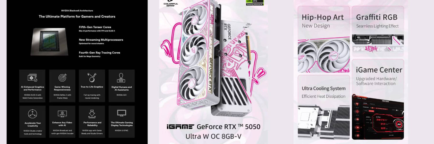 RTX 5050 8GB D7 COLORFUL IGAME ULTRA WHITE OC Banner 1